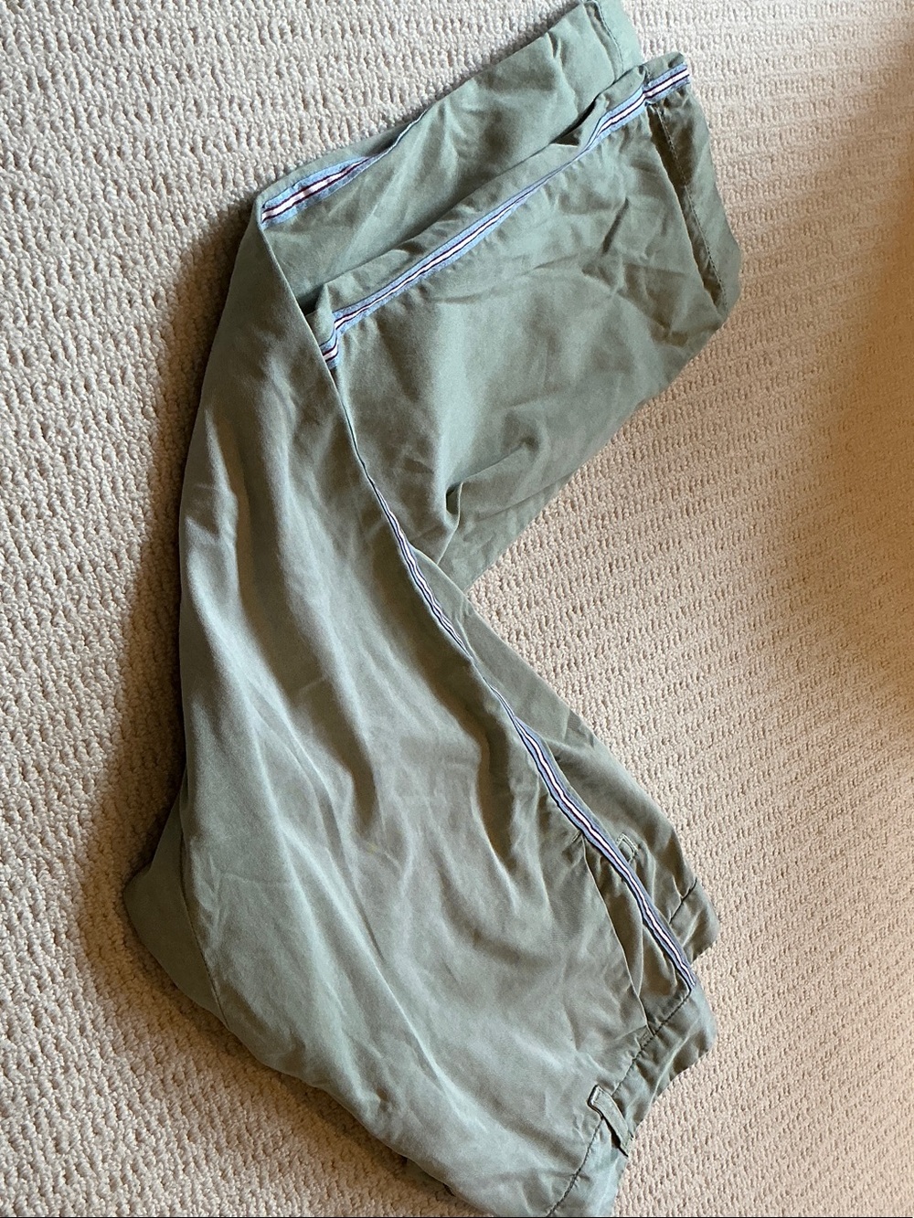 Current/Elliott Olive Green The Cropped Buddy Trouser with Side Stripe